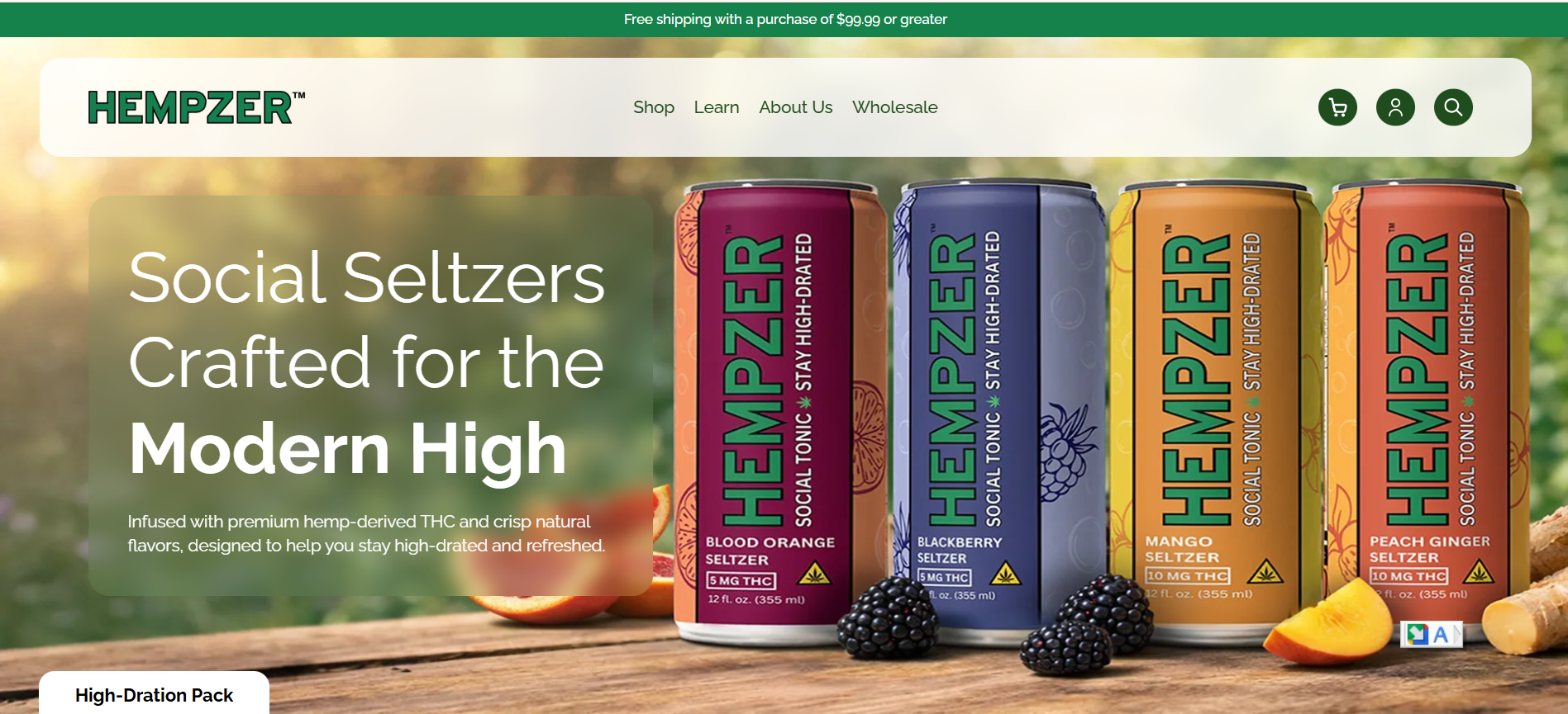Hempzer Shopify store homepage screenshot